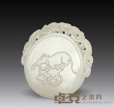 清 白玉雕子辰珮 长5cm